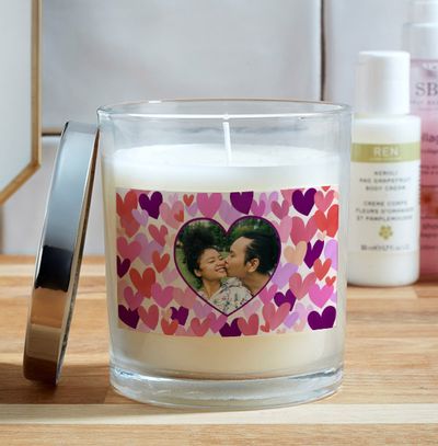 Hearts Photo Upload Candle